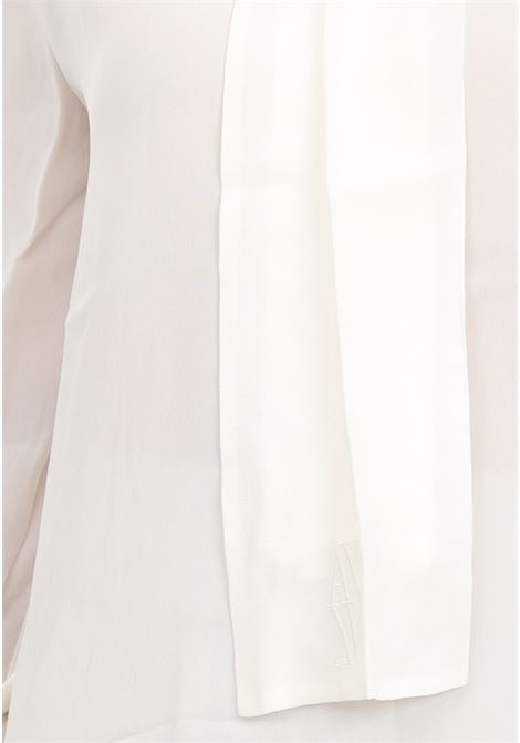 Ivory women's blouse with logo embroidery ARMANI EXCHANGE | 6DYH04YN6UZ1130